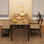 Ensemble de salle à manger 4 pièces gain de place avec table, chaises, banc, casier à vin et étagères de rangement – ​​Mobilier de salle à manger rectangulaire – Structure métallique robuste – Idéal pour les appartements et les petits espaces – Gris-811372272-811372275