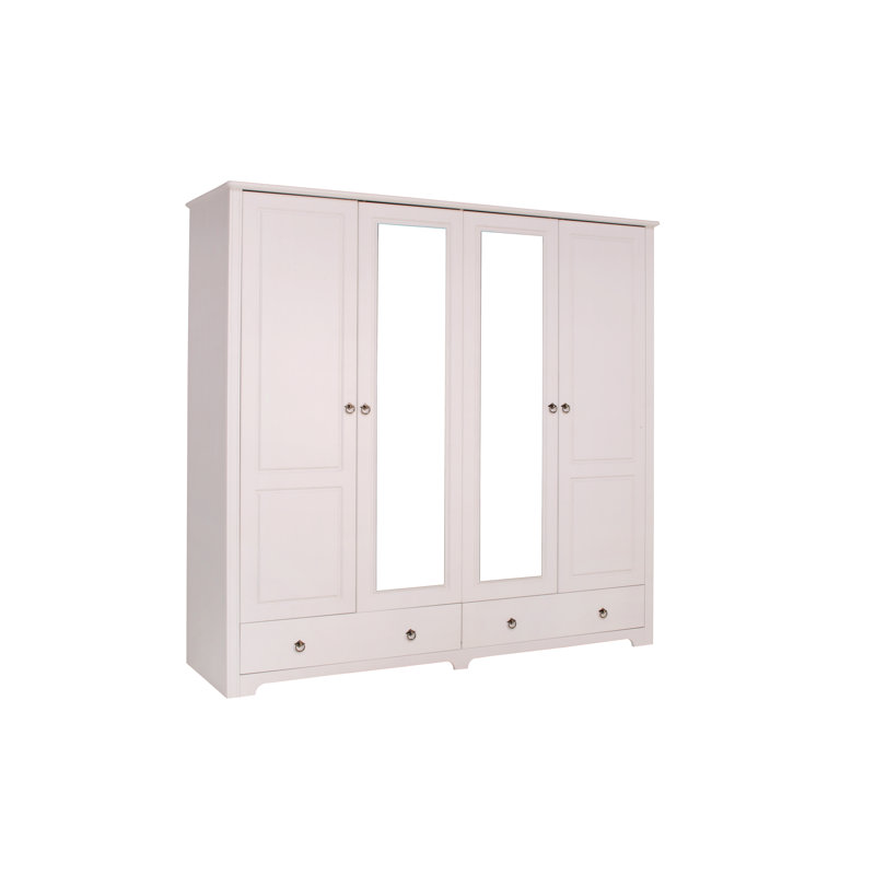 Sasha 4 Door Solid Wood Wardrobe, White 