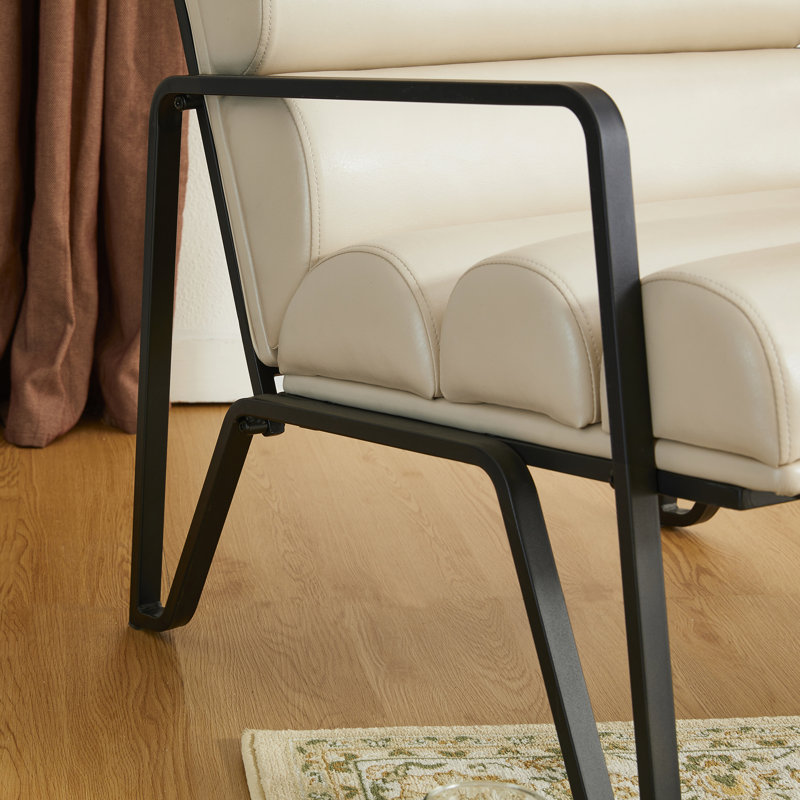 Cacey Faux Leather Armchair (Set of 2), Beige Faux Leather