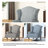 Duward Stripe Gray Linen Upholstered Wingback Accent Chair with Rolled Arm and Solid Wood Leg-1428355995