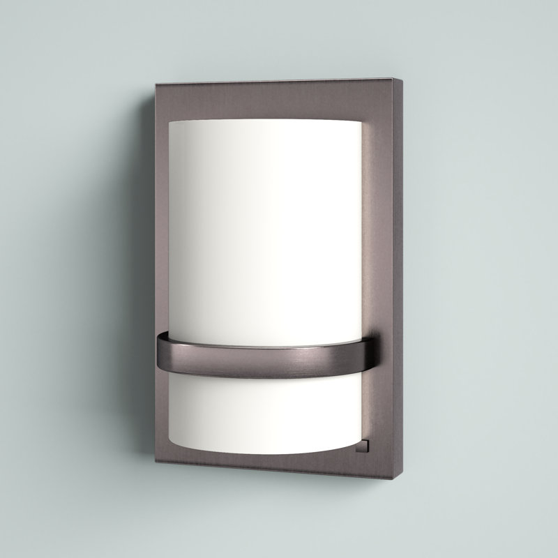 Steelside Alonso With Etched White Glass Wall Sconce, Brushed Nickel
