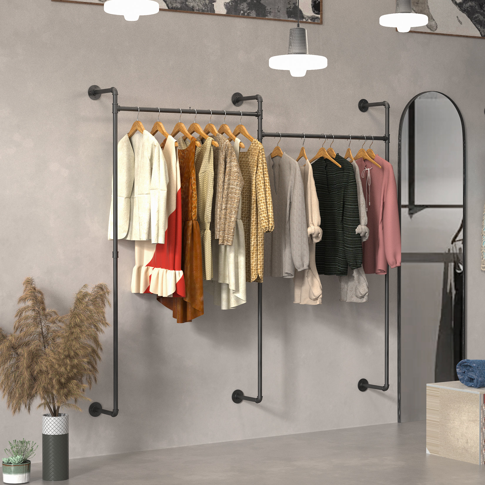 Heavy Duty Wall Mounted Industrial Pipe Shelf Shoes Rack, Retail Display 