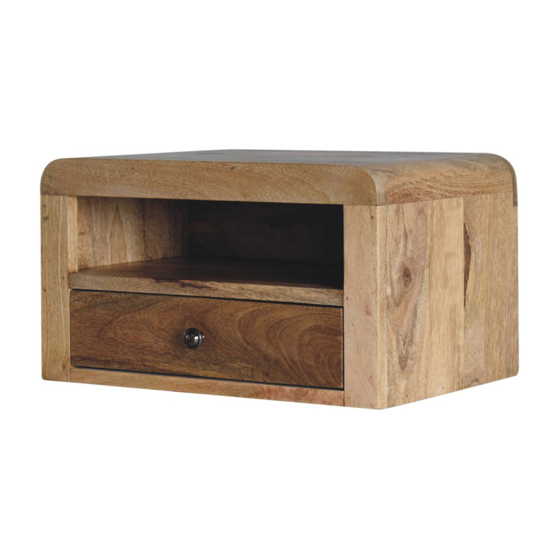 Millings 45cm W Solid Wood Bedside Table, Oak-Ish