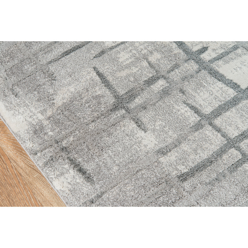 Tapis gris tissé au métier mécanique Northwick, Rectangle 2 pi x 3 pi