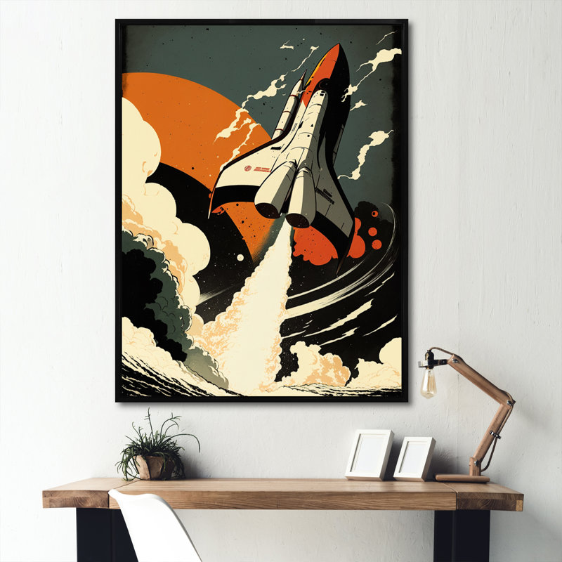 " Space Shuttle ", 34" W x 44" H, Black Floater Framed