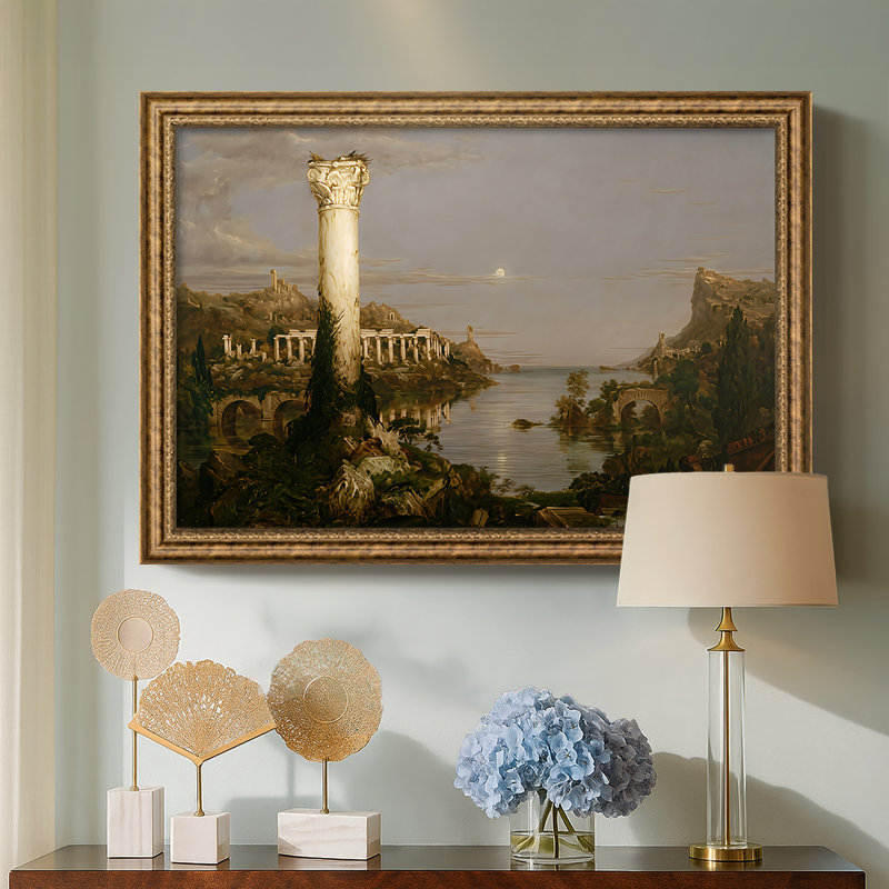 «The Course of Empire: Desolation», 1836 - Thomas Cole - toile sur mesure encadrée, Non, 30 x 44, Bronze vénitien en relief