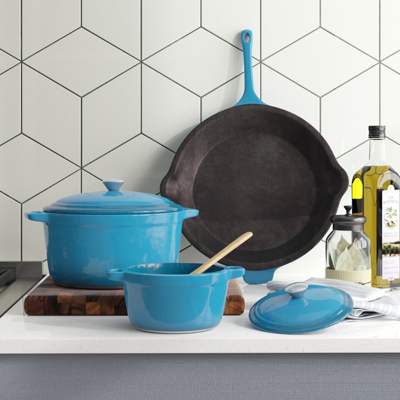 Maniteau 5 - Piece Enameled Cast Iron Cookware Set