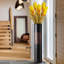 Grand vase de plancher en résine noire et bronze estampé, grand vase cylindrique décoratif, décor rustique moderne pour le salon et le vestibule