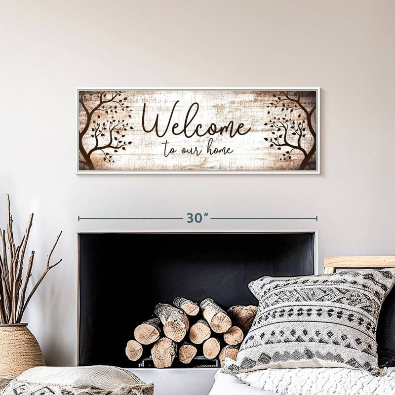 Bienvenue chez nous, typographie I, Cadre flottant blanc, 31 po x 11 po
