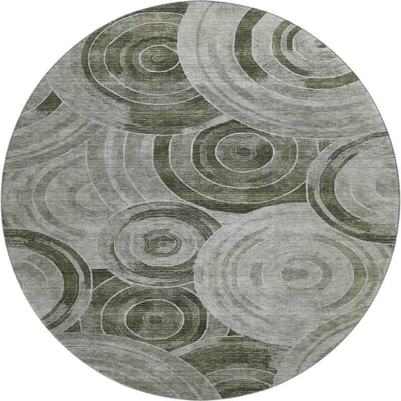 Tapis géométrique de qualité supérieure lavable à la machine AMF1750, Rond 8 pi
