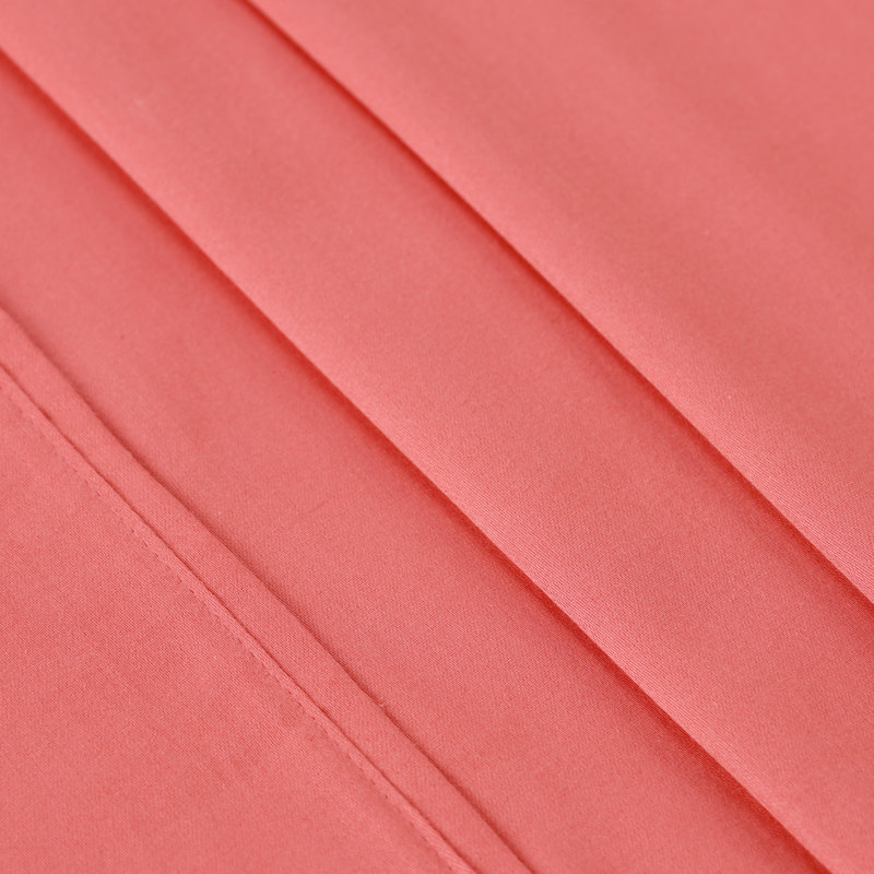 Blue Nile Mills 300 Thread Count Egyptian Cotton Solid Deep Pocket Sheet Set, Split King, Coral