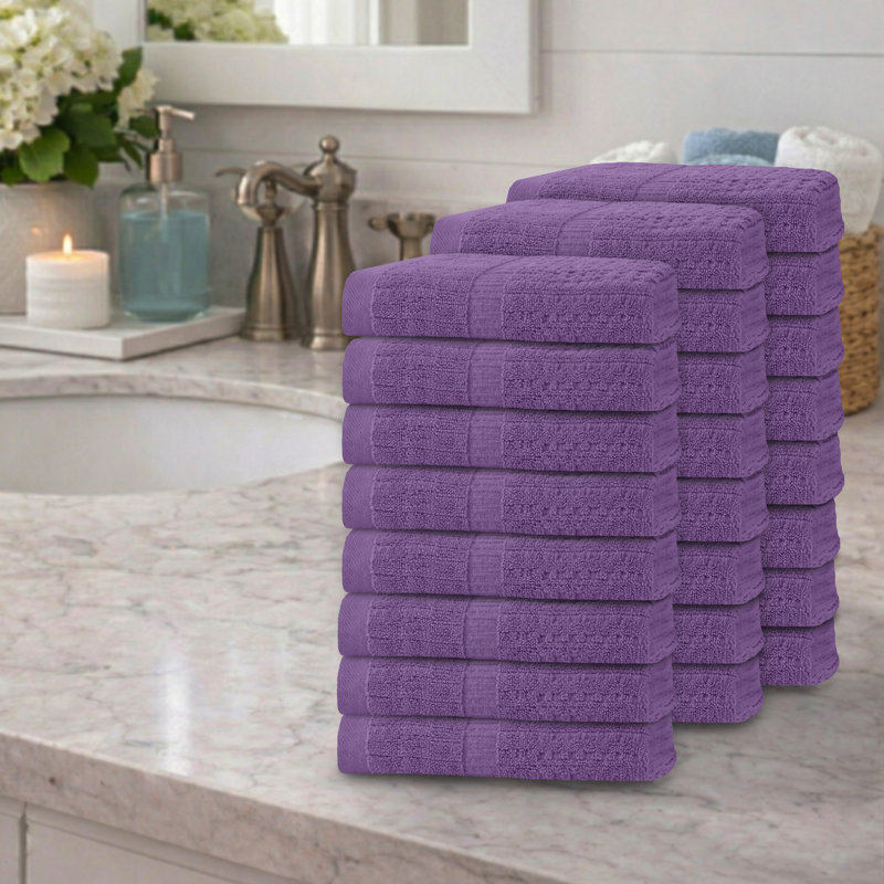 Ensemble de serviettes à main 24 pièces Willow - 100% coton peigné, qualité supérieure 630 g / m², mauve, ultra doux et très absorbant (24 serviettes à main)
