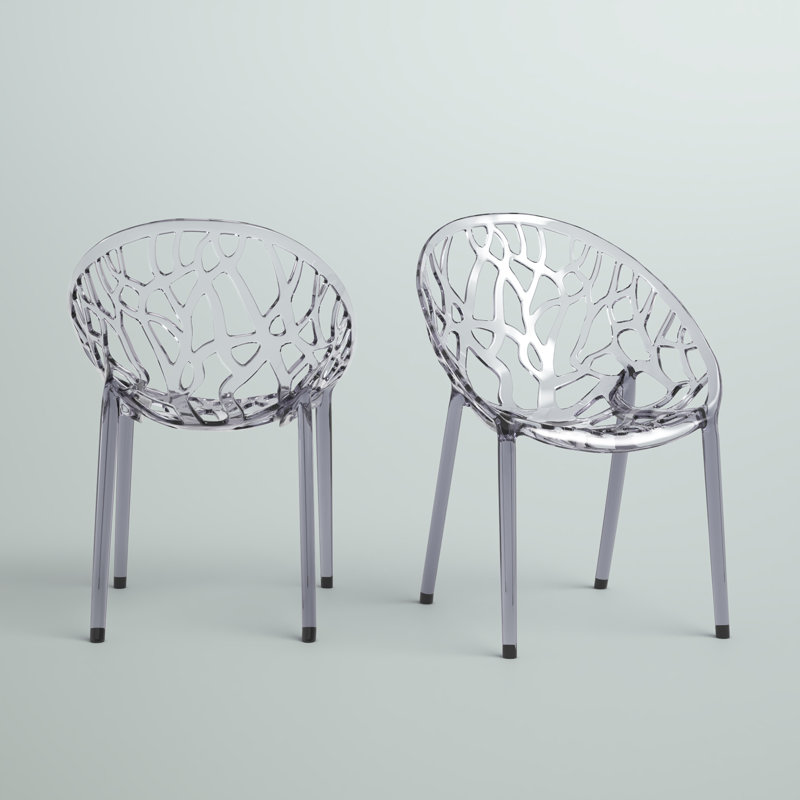 Metrocles Stacking Patio Dining Side Chair, Transparent