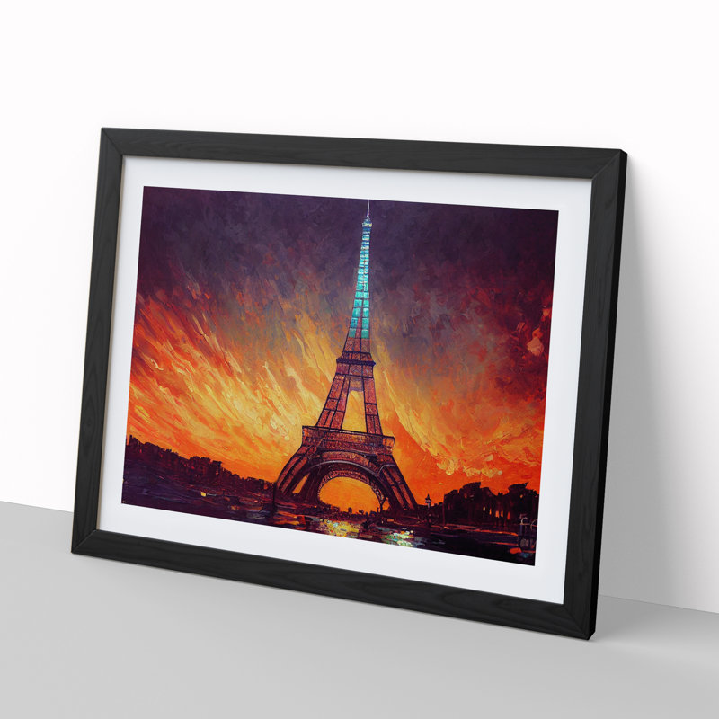 Eiffel Tower - Single Picture Frame Painting, 34cm H x 46cm W x 2cm D, Black
