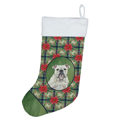 Chaussette de Noël bouledogue anglais blanc