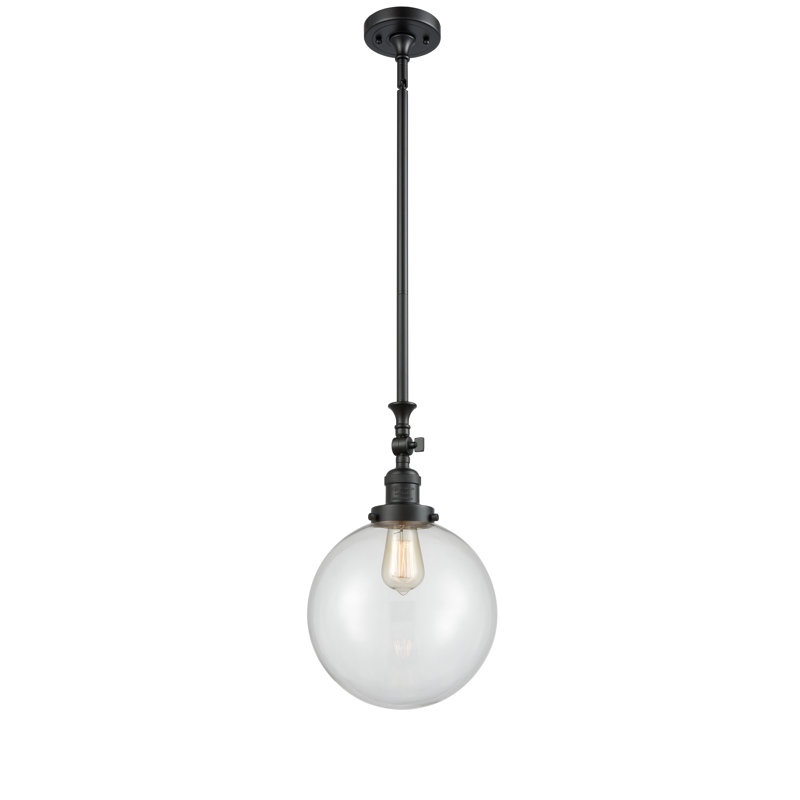 Hitterdal 1 - Light Single Pendant, No Bulb Included, Clear, Matte Black