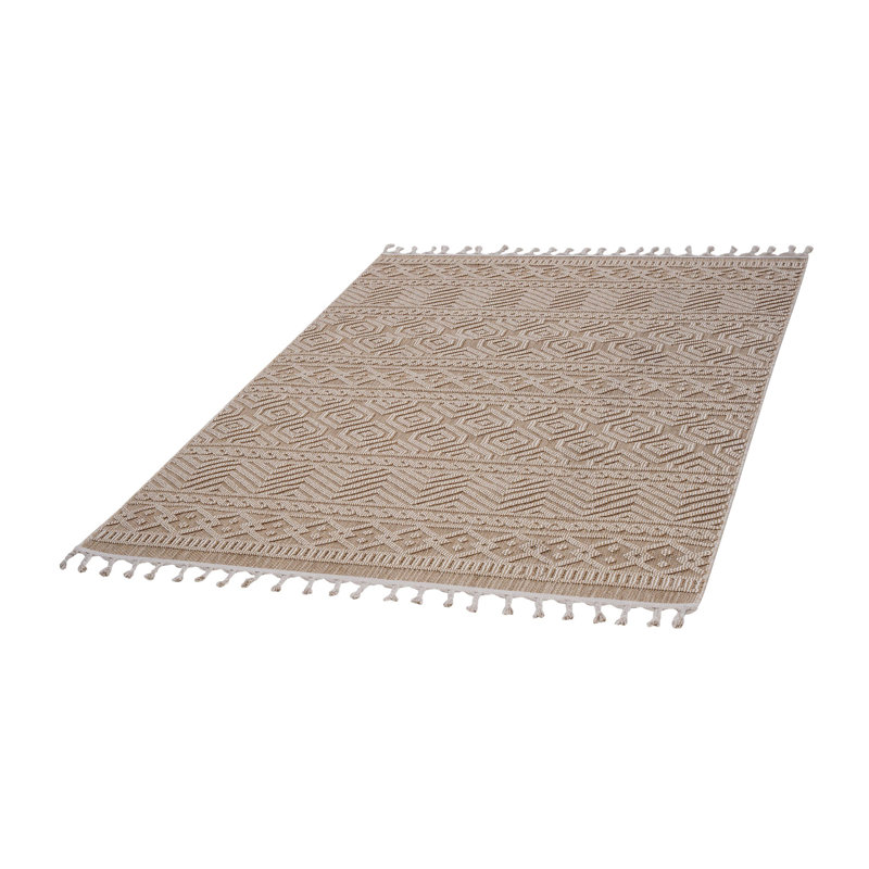 Collection 5X7 Mocha /Geometric Indoor/Outdoor Area Rug, Rectangle 6'7" x 7'9"