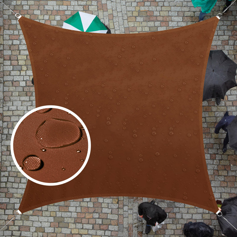 Colourtree Square Waterproof Shade Sail With Hardware Kit, Brown, 9.5 ft. x 9.5 ft.
