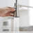 Contemporary Brushed Nickel Kitchen Faucet With Pull-Out Spray - Efficient Water Management Pull Out Mix Hot And Cold Easily