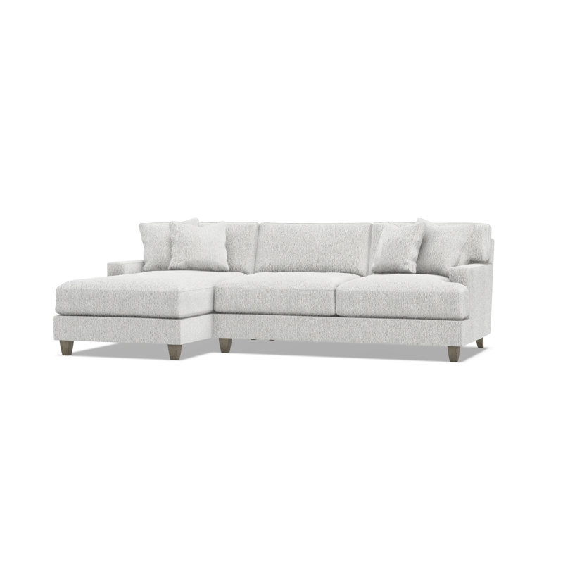 Mila 2-Piece Fabric Sectional, White Polyester, Left Hand Facing, 33.5" H x 101" W x 61" D