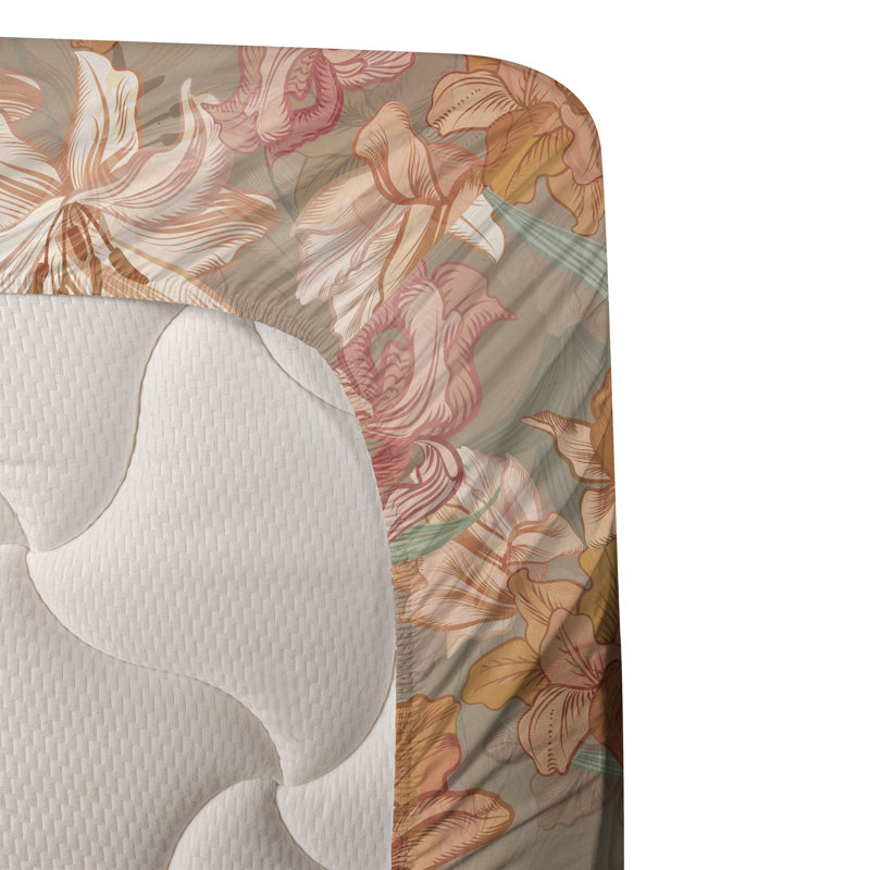 Ambesonne Watercolor Botany Sheet Set 4 Pcs Retro Boho Bloom, Apricot Pale Peach Blush Floral