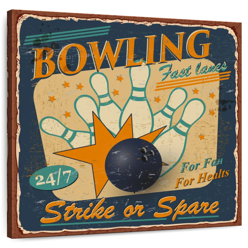 Enseigne de bowling rétro Khylige, H 10 po x l 10 po