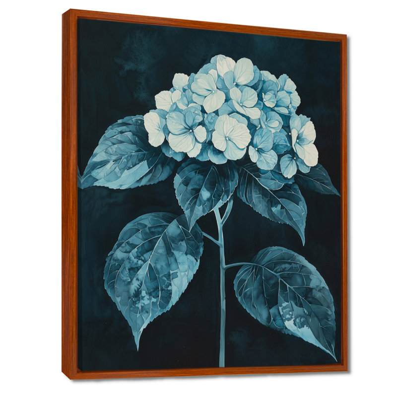 Hortensias monochromes dans l'ombre du jardin II - hydrangées, art mural, H 32 po x l 16 po, Impression encadrée flottante