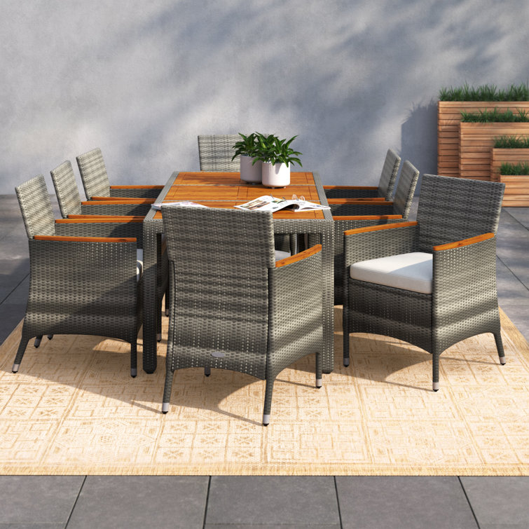 Allye Rectangular 8 - Person 75" Long Dining Set with Cushions