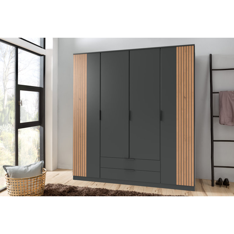 Nameer 4 Door Manufactured Wood Wardrobe, Graphite/Oak