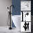 Topcraft Double Handle Floor Mounted Freestanding Bathtub Faucet Tub Filler with Handheld Shower, Matte Black-69763895