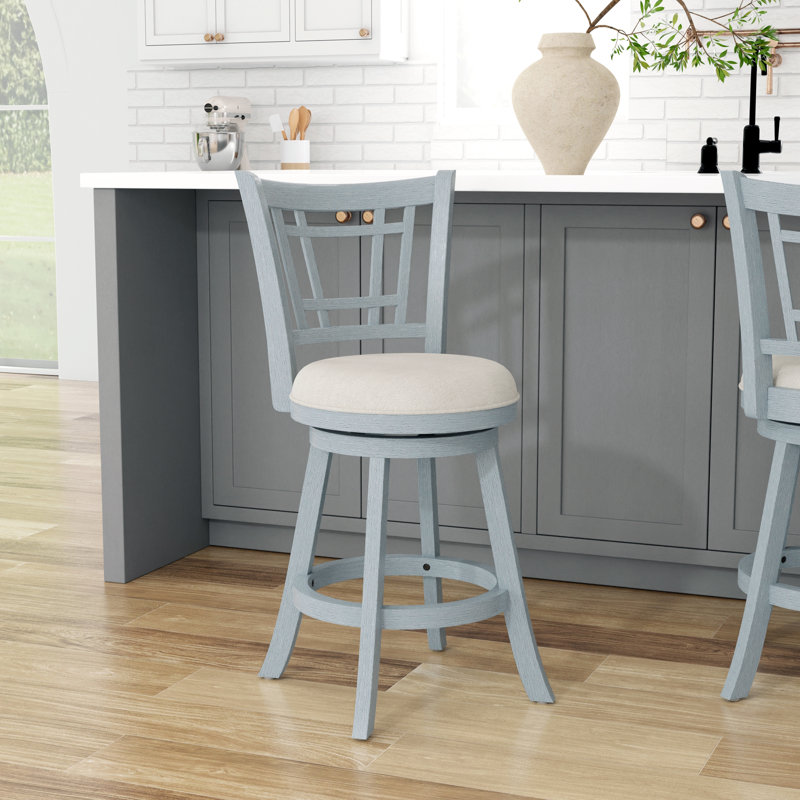 Tabouret de bar et de comptoir pivotant Henock, Bleu, Tabouret de bar (siège d’une hauteur de 30,5 p