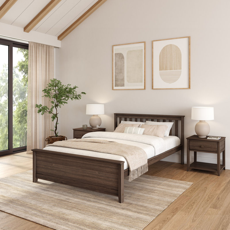 Lit en bois massif Rosenthal, Grand, Noyer