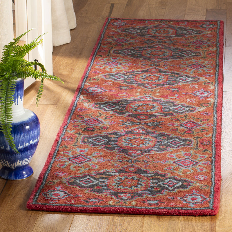 Carlsen Oriental Hand-Tufted Wool Rust Area Rug, Runner 2'3" x 8'