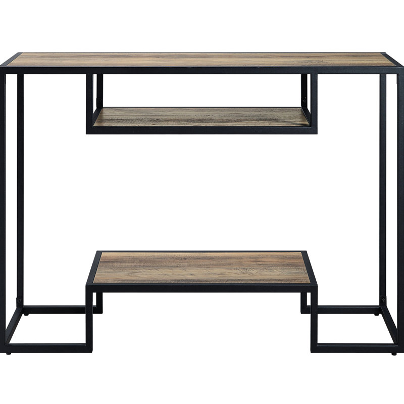 Console de style industriel avec tablette en chêne rustique