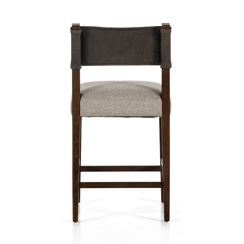 Ferris Stool, Counter Stool (25.98" Seat Height), Tulsa Ink/Nubuck Charcoal Rayon/Viscose/Leather, Antique Sable