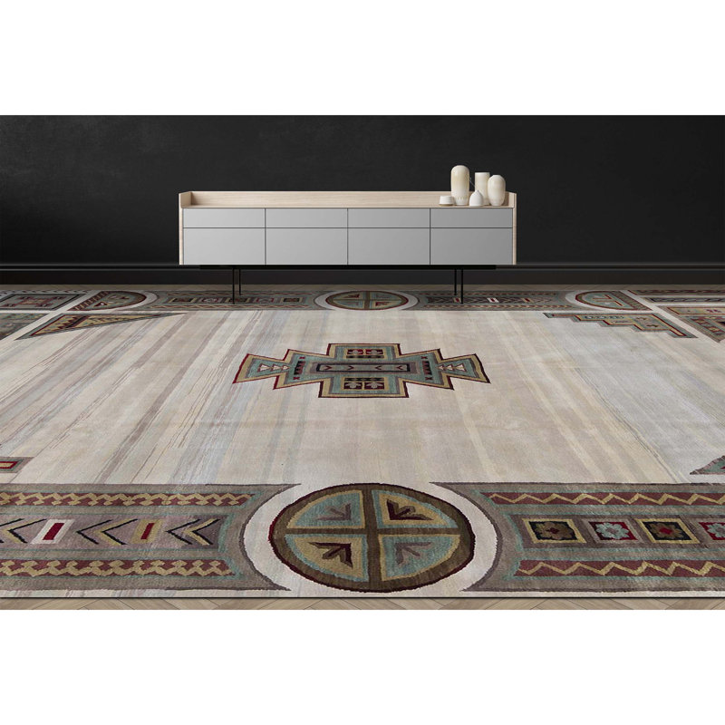 Hand-Knotted High-Quality Ivory and Multi-Colored Area Rug