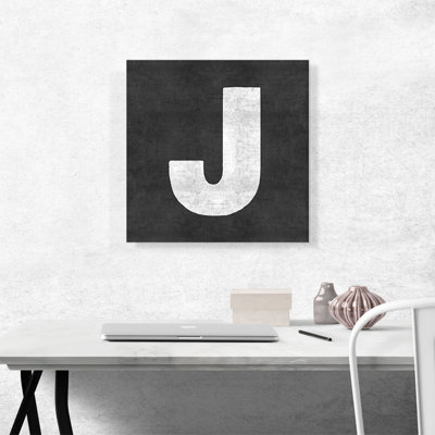 Tableau noir, lettre J - impression sur toile tendue