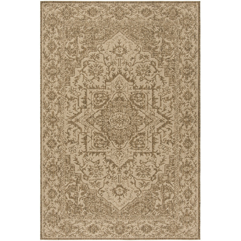 Danya Cream/Beige Indoor/Outdoor Area Rug, Rectangle 4' x 6'