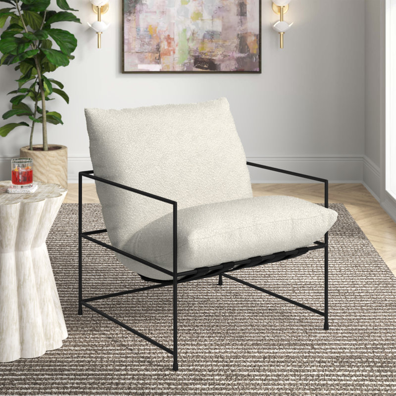 Fauteuil de 28,5 po de largeur Danita, Ascot en bouclé performance blanc