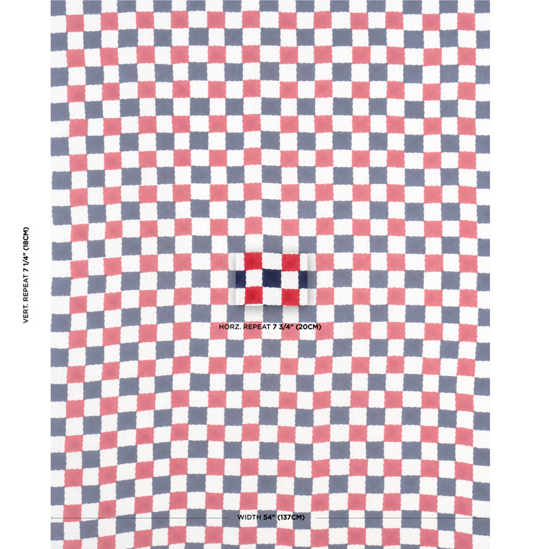 Tissu à carreaux Molly Mahon, Rouge / Bleu marine