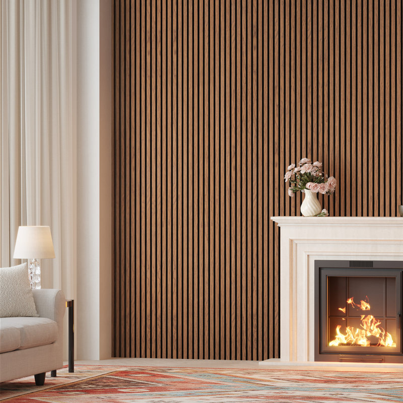 6pcs x 94.5" x 7.9" 3D Acoustic Slat Wall Panels for Interior Wall Décor Oak Brown Wall Slat(6 Pack/31.20 sq.ft), Maple