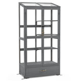 Cold Frame Greenhouse,3 Tier Garden Cold Frame with Drawer and Shelves