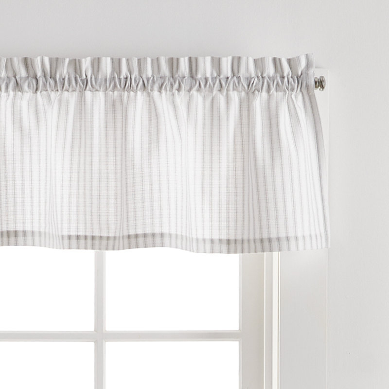 Gray and White Cotton Polyester Coastal Tier Curtains Set