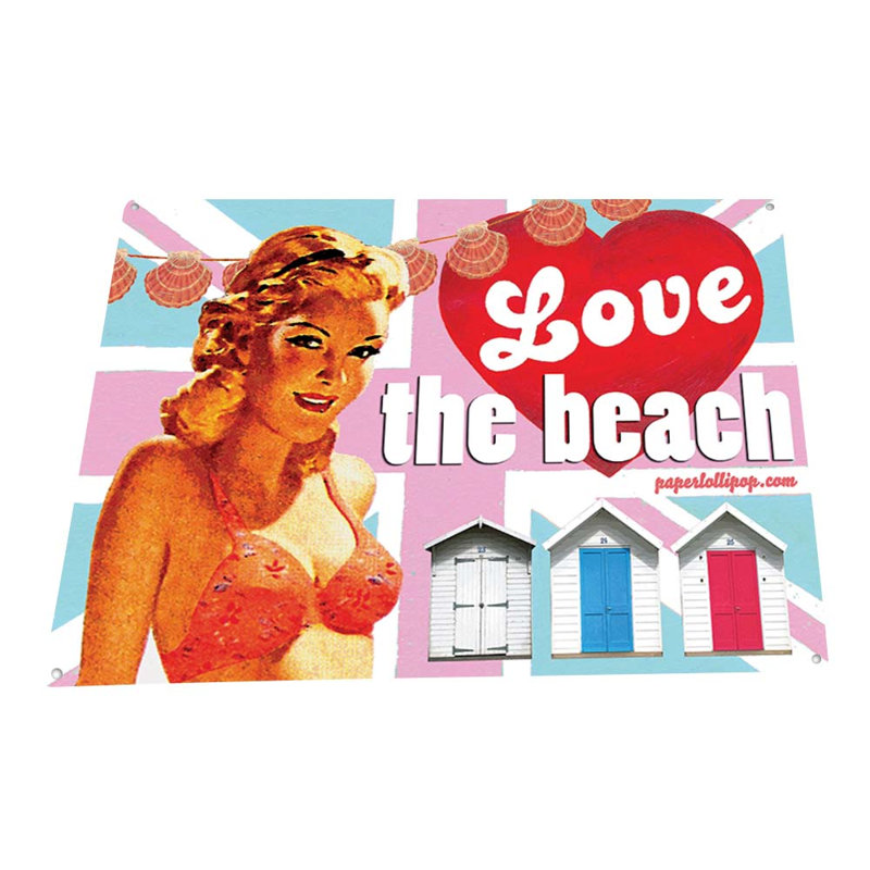 «Retro Love The Beach» sur impression métallique