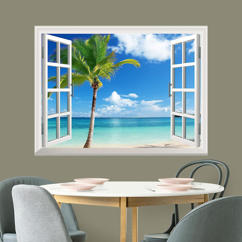 Tropical Beach View Self-Adhesive Removable Wall Mural