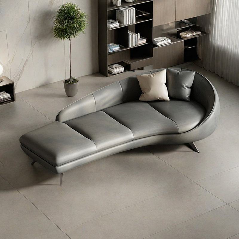 Chaise longue d'intérieur moderne et minimaliste, Gris, Orienté à droite