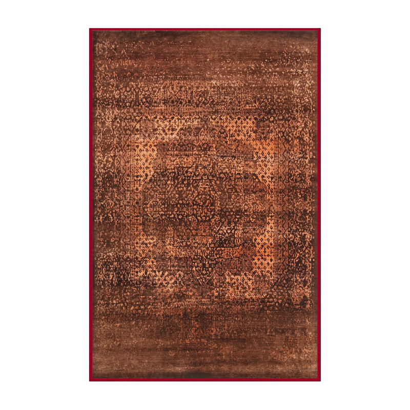 Tapis brun à motif oriental, Tapis de couloir 2 pi x 5 pi