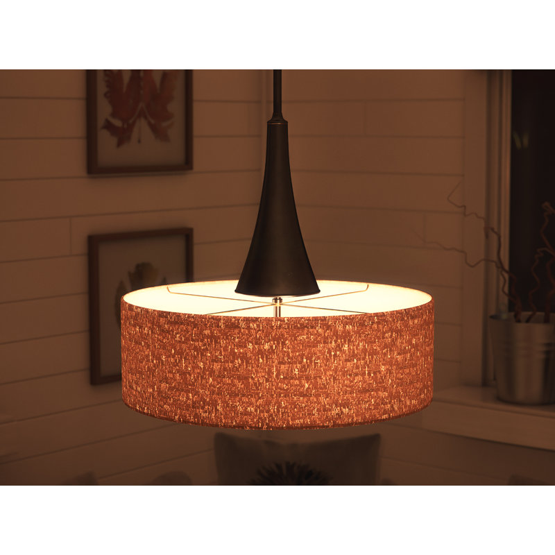 22" Oil Rubbed Bronze Drum Pendant Light with Cork Shade