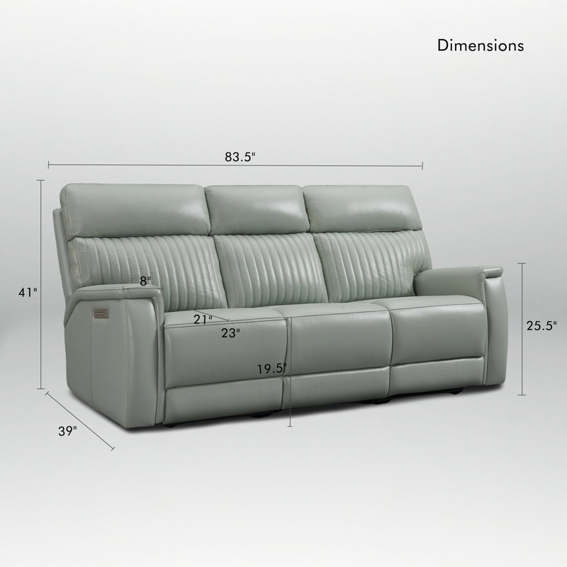 Triple-Motor Recliner Sofa 84" Genuine Leather Power Zero Gravity Rugile Reclining Couch with USB&USB-C Port