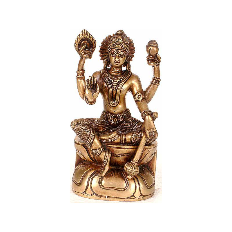 Statue de Vishnu en laiton fait à la main 6 "- divinité conservateur indien traditionnel, autel spirituel pour la maison, décoration de table de la mythologie indienne